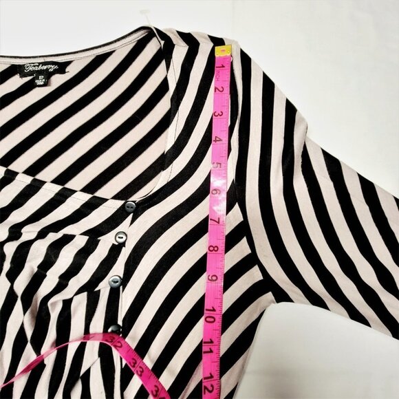 Cotton Long Sleeve Black And White Stripe Tunic Top - Picture 7 of 10